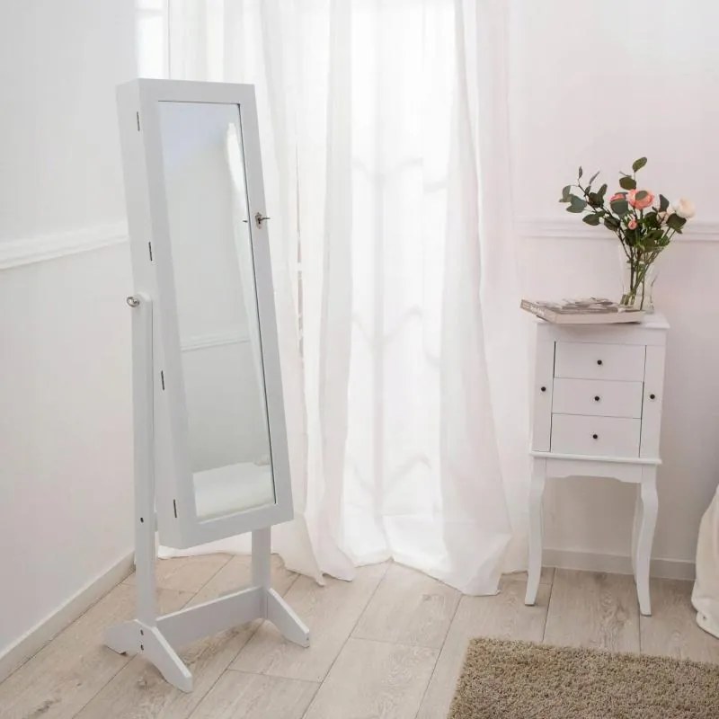 Шкаф за бижута с огледало 41,5 x 36,5 x 147 cm