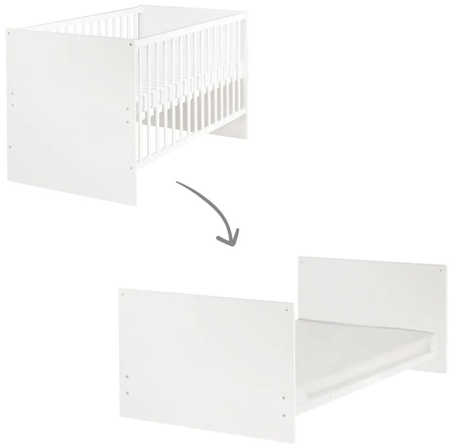 Бяло детско креватче 70x140 cm с регулируема височина Anton – Roba