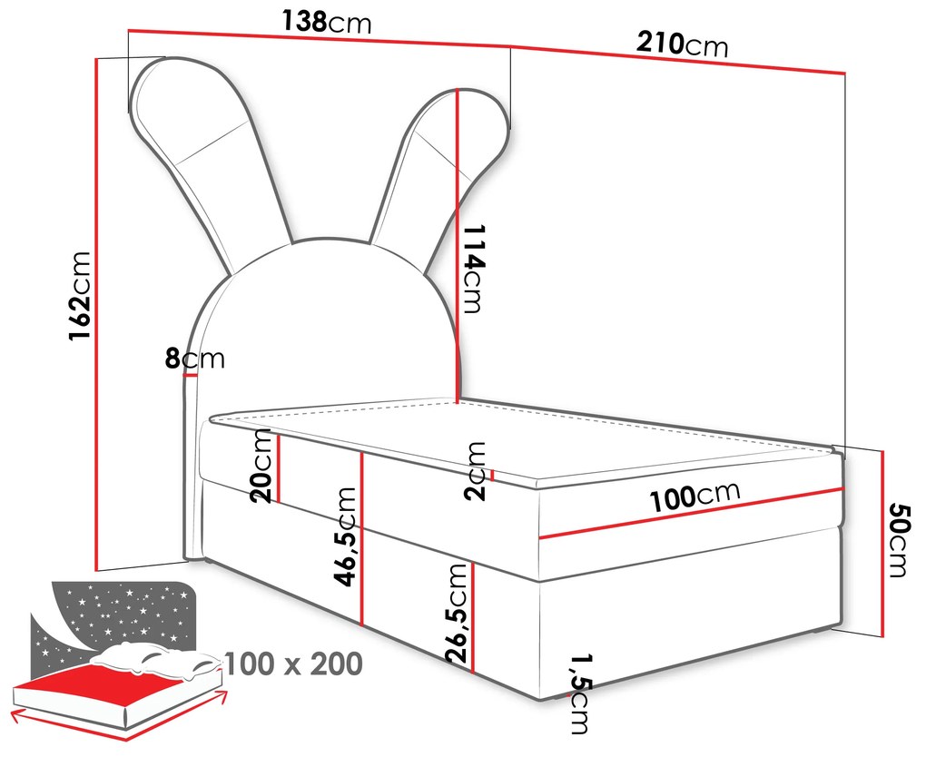 Тапицирано легло Bunny Light-Gkri-Aristera