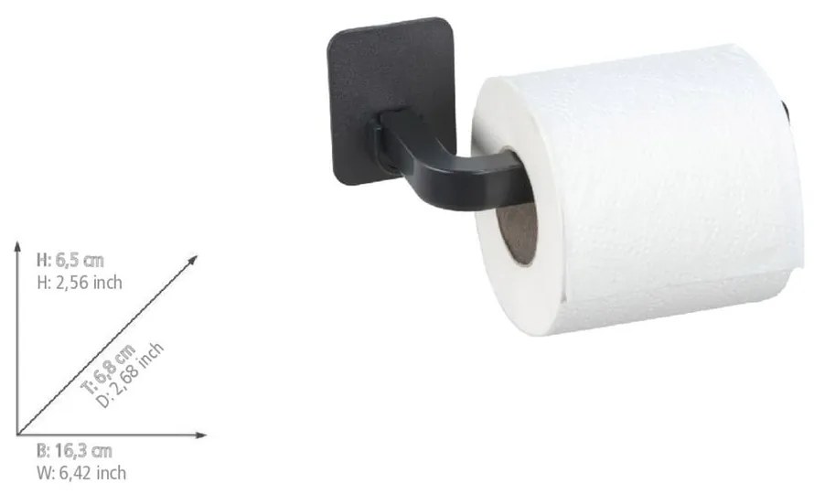Черен пластмасов държач за тоалетна хартия без пробиване Parma – Allstar