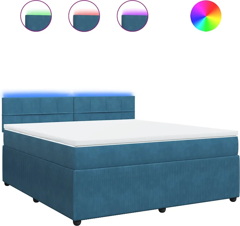 3290110 vidaXL Боксспринг легло с матрак, синьо, 180x200 см, кадифе