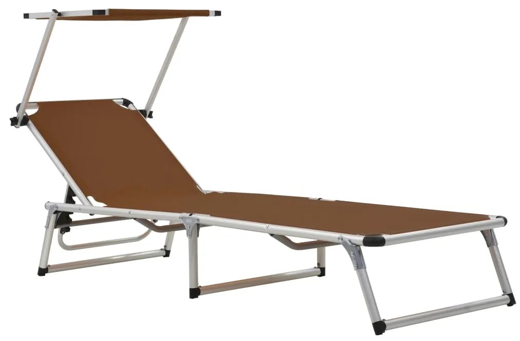 312461 vidaXL 312461  Folding Sun Loungers with Roof 2 pcs Aluminium&Textilene Brown