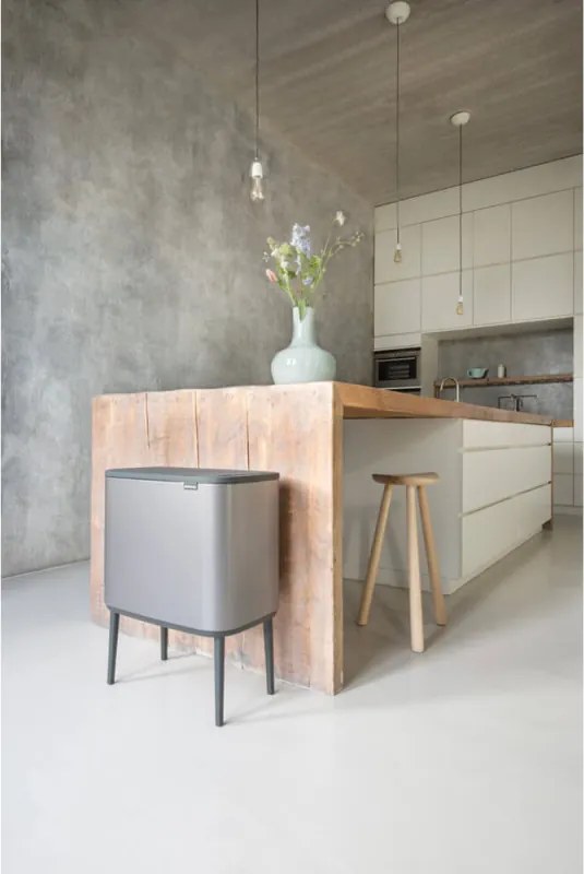 Кош за боклук Brabantia Bo Touch 651105, 36 л, Плавно и безшумно отваряне, Голям отвор, Сив
