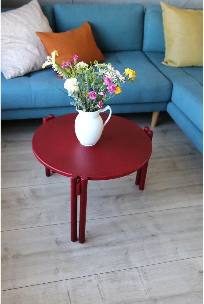 Червена кръгла масичка за кафе от масивен бор ø 60 cm Sticks – Karup Design