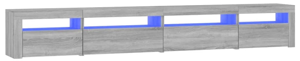 3152752 vidaXL ТВ шкаф с LED осветление, сив сонома, 270x35x40 см
