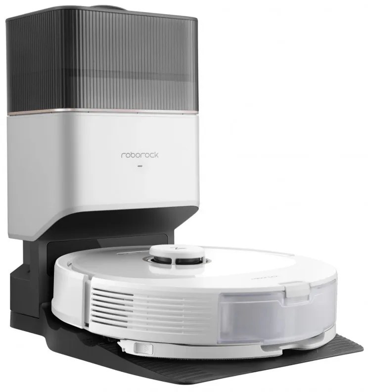 Прахосмукачка робот Roborock Q8 max+ Q8MP02-00, 59W, Wi-Fi, Гласово управление, 5500 Pa, Сухо и мокро почистване, Автономия до 240 мин, Бял/черен