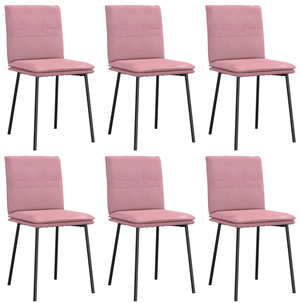3315618 vidaXL Трапезни столове, 6 бр, розови, кадифе