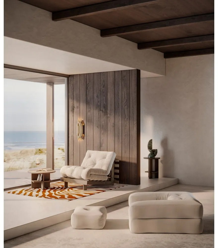 Сиво-бежово разтегаемо ленено кресло Roots Carob – Karup Design