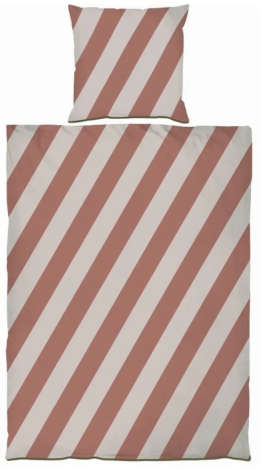 Единично спално бельо от памучен сатен в тухлен и бежов цвят 140x200 cm Diagonal – Mette Ditmer Denmark