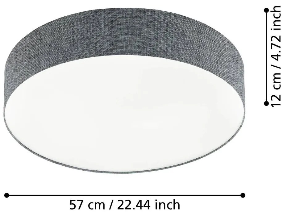 Сиво LED осветително тяло за таван с текстилен абажур ROMAO – EGLO