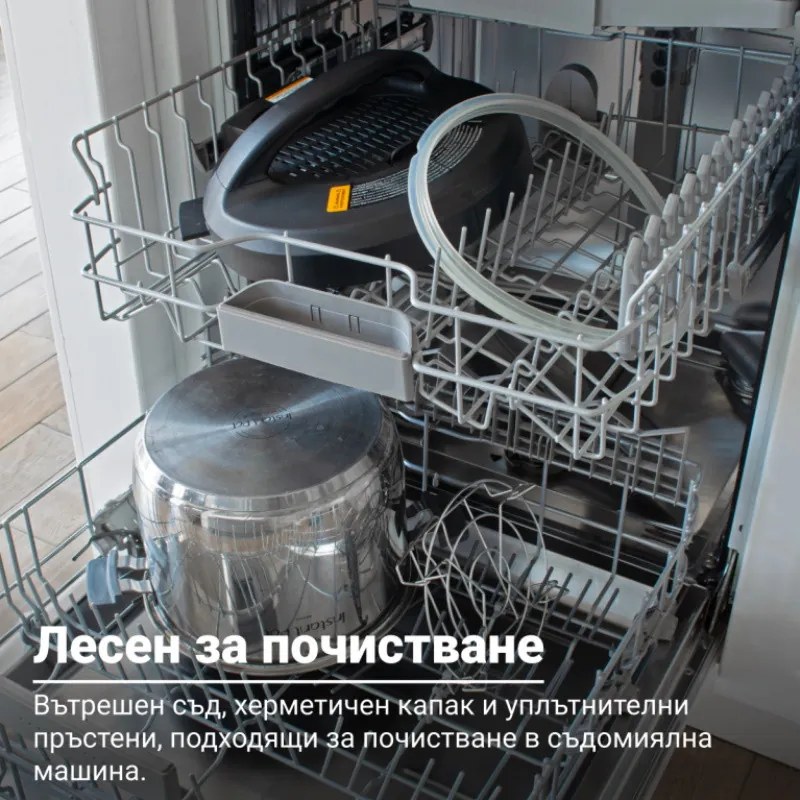 Разопакован: Мултикукър Instant Pot PRO 6 112016701, 1200W, 5.7 л, 28 програми, 11 Системи за безопасност, Черен