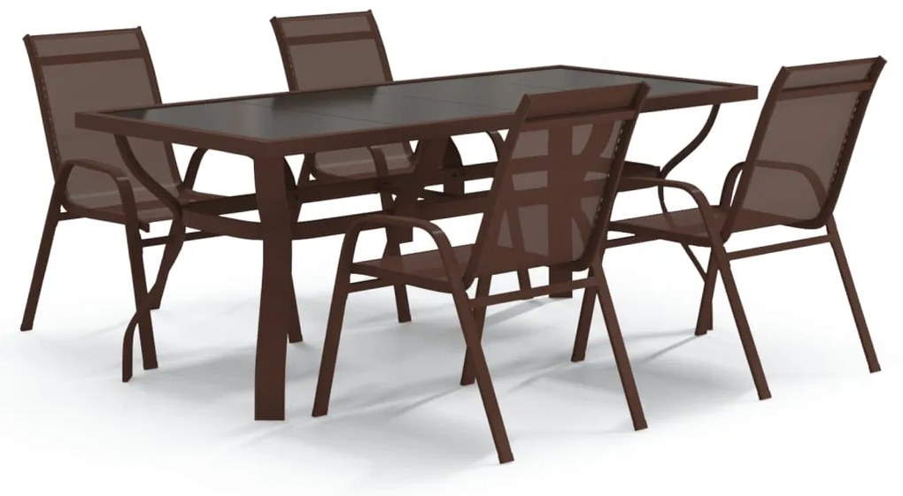 3095984 vidaXL Градински трапезен комплект, 5 части, кафяво и черно