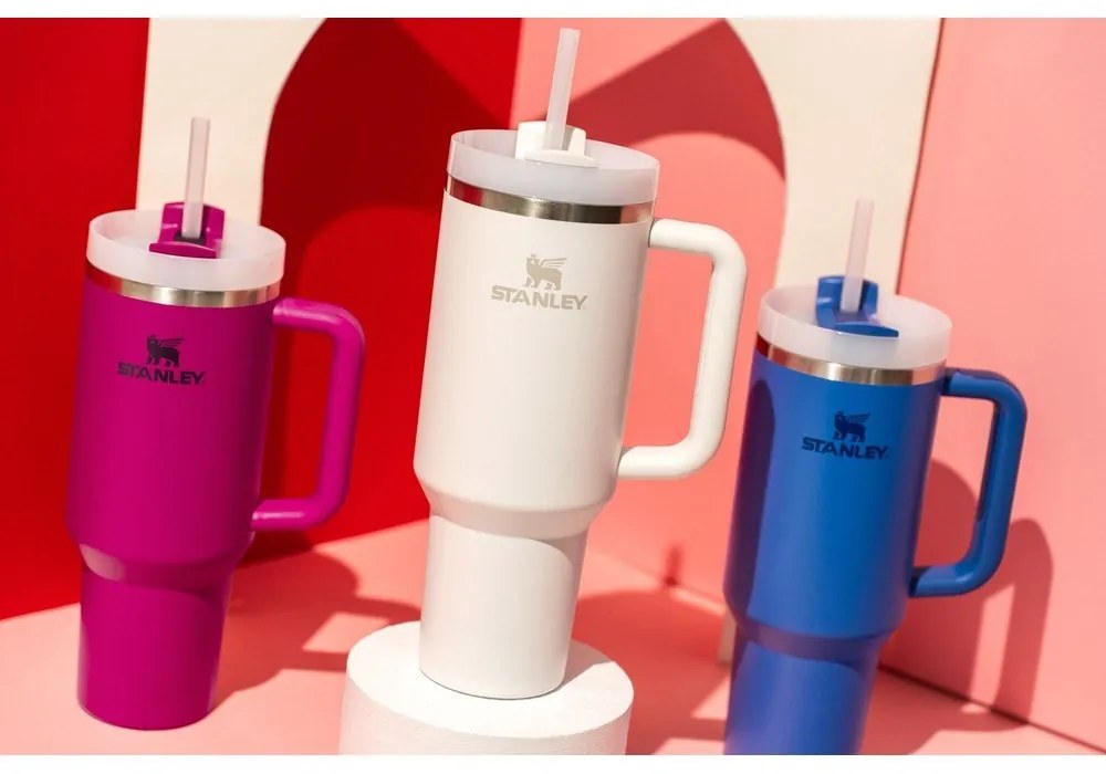 Бял термос със сламка от неръждаема стомана 1,18 l Quencher H2.0 FlowState Tumbler Frost – Stanley