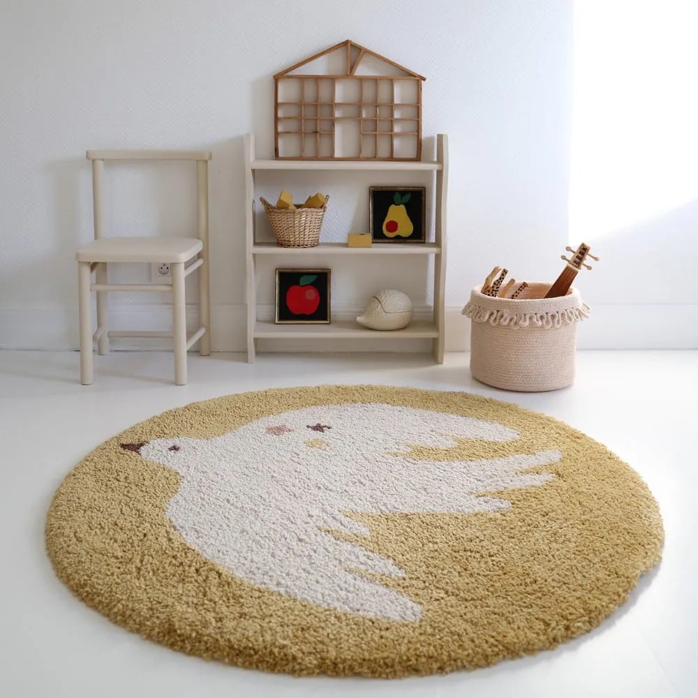 Детски килим в цвят жълта охра ø120 cm Bohemian Bird Miel – Nattiot