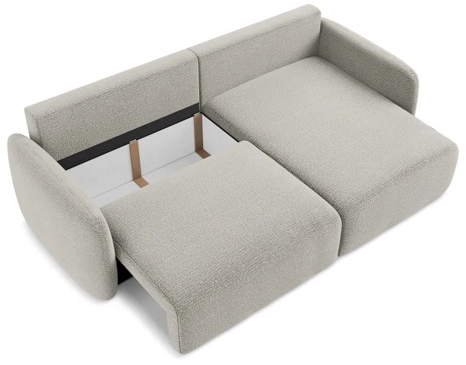 Светлосив разтегателен ъглов диван с място за съхранение (десен ъгъл) Kalena – Makamii