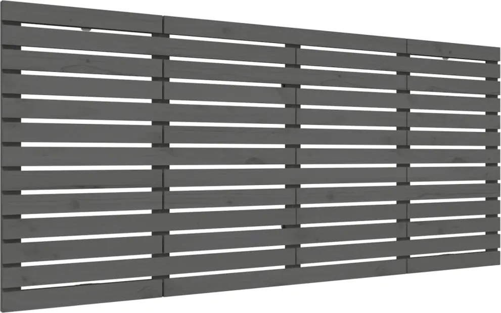 824690 vidaXL Стенна табла за спалня, сива, 156x3x91,5 см, борово дърво масив