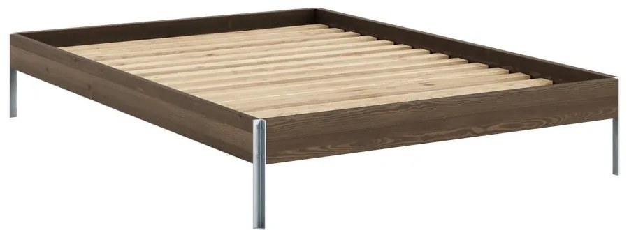 Кафяво двойно легло от масивен бор с включена подматрачна рамка 140x200 cm Core – Karup Design