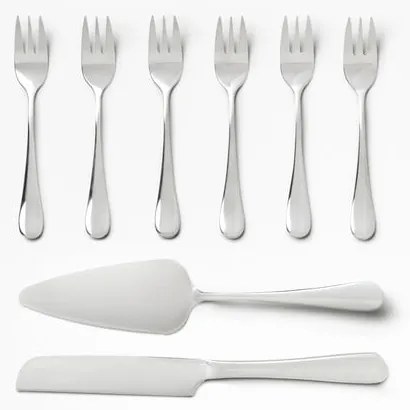 Бели/сребристи десертни вилици в комплект от неръждаема стомана The Essentials Cake Tools – Printworks