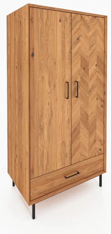 Гардероб от дъбова дървесина в естествен цвят 97x196 cm Abies - The Beds