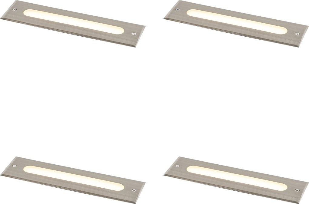 Комплект от 4 модерни наземни прожектора стомана 30 см вкл. LED IP65 - Eline