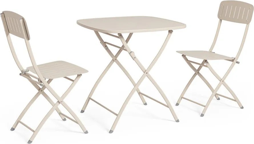 Бежов стоманен градински комплект за хранене за 2 Yvonne – Bizzotto