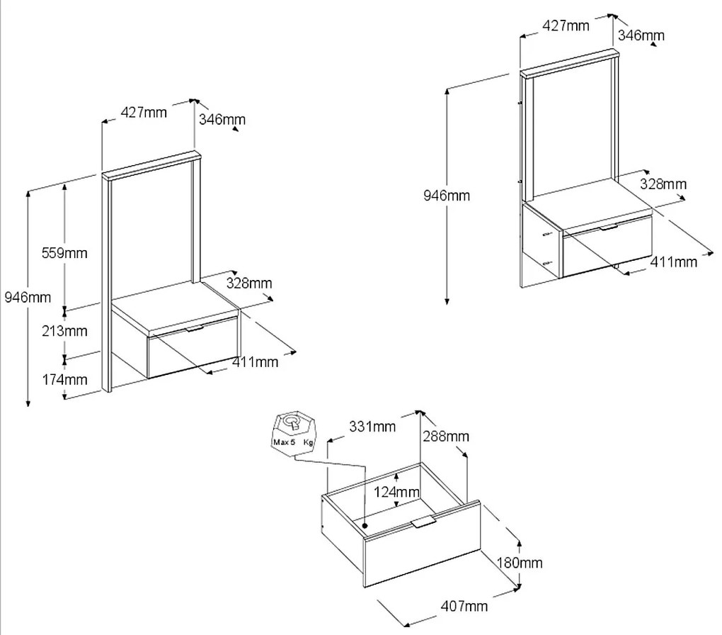 Комплект от 2 нощни шкафчета Canada