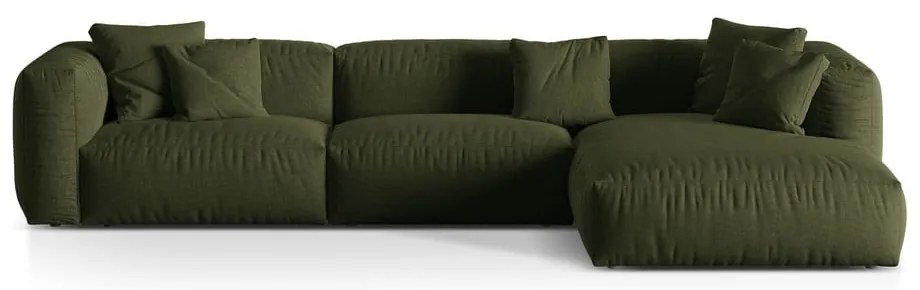 Зелен модулен ъглов диван (десен ъгъл) Martina – Micadoni Home