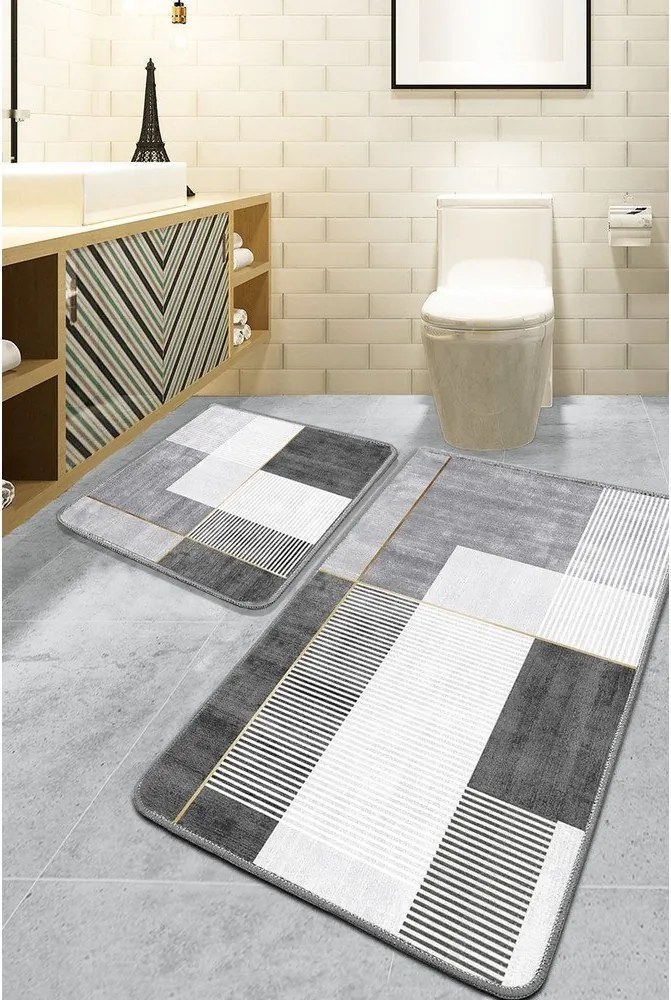 Сиви килими за баня в комплект 2 бр. 60x100 cm Pendor – Foutastic