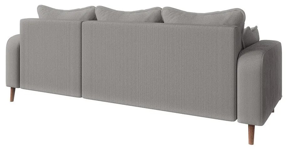 Светлосив ъглов диван от рипсено кадифе (десен ъгъл) Beata – Ropez