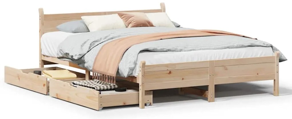 3309770 vidaXL Рамка за легло без матрак, 140x200 см, масивна чамова дървесина