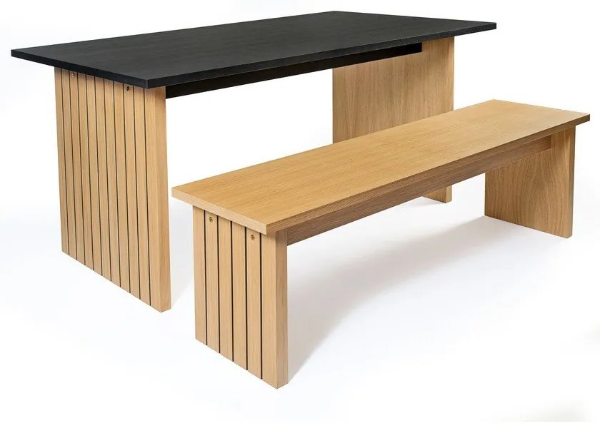 Маса за хранене с дъбов плот 90x160 cm Stripe - Woodman