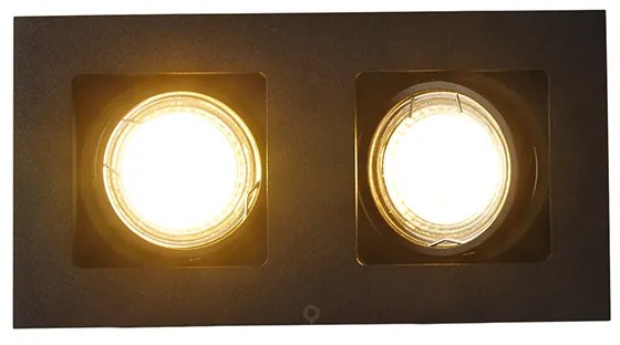 Вграден прожектор черен правоъгълен 2 лампи - Qure