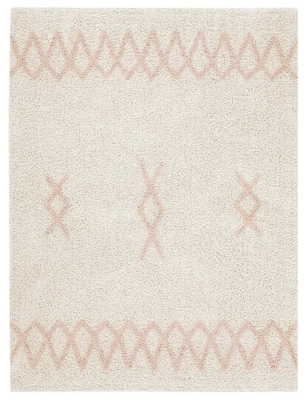 Розов и кремав ръчно изработен памучен килим подходящ за пране 120x160 cm Atlas Natural – Lorena Canals