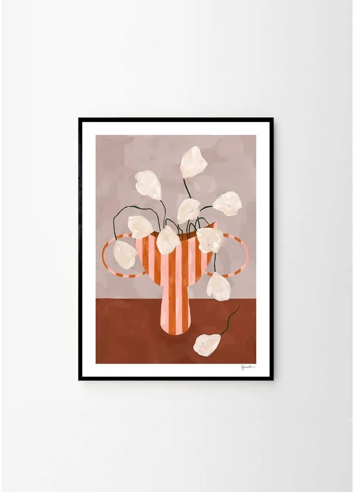 Постер 30x40 cm White Flowers in Striped Vase – Frankie Penwill – The Poster Club