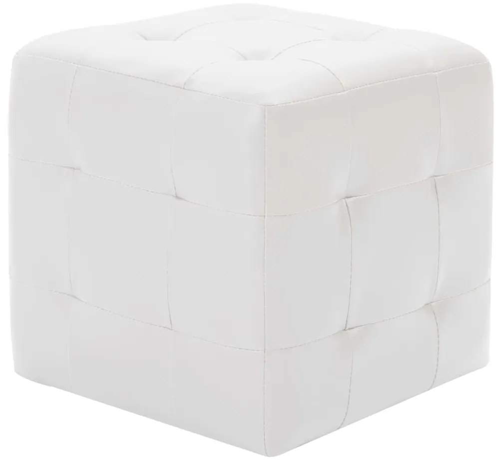 278389 vidaXL Пуфове, 2 бр, бели, 30x30x30 см, изкуствена кожа