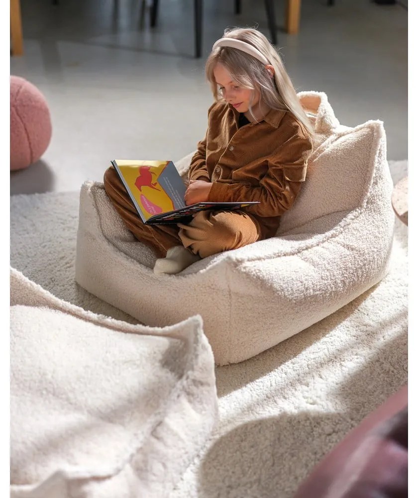 Кремав детски пуф от букле Square – Wigiwama