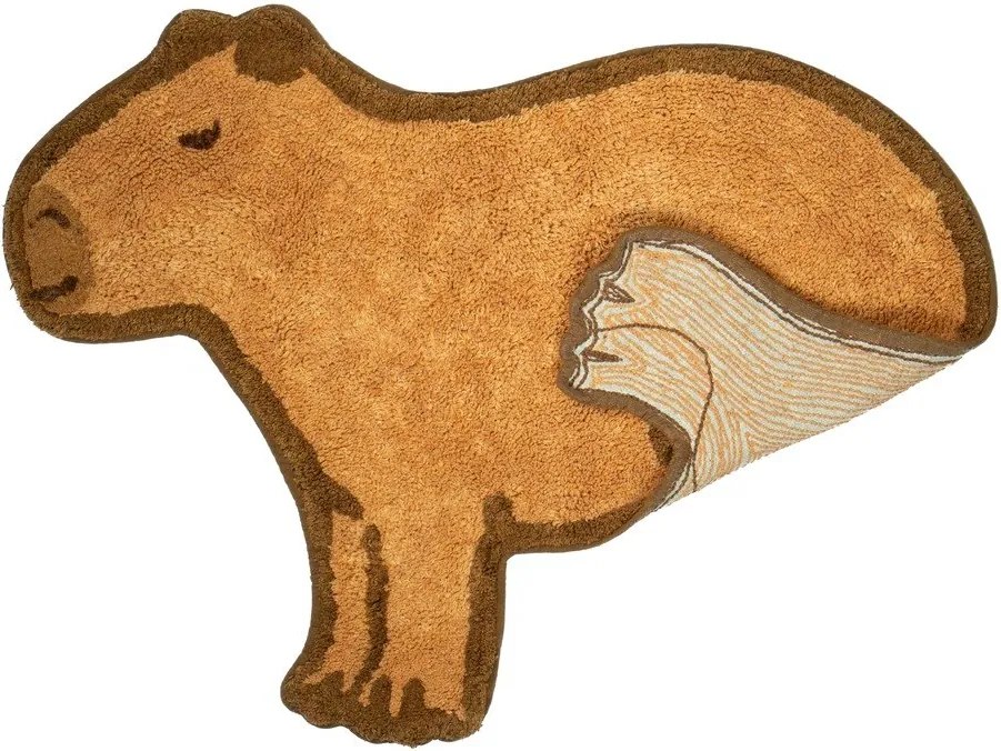 Кафяв памучен детски килим 52x68 cm Capybara – Sass &amp; Belle
