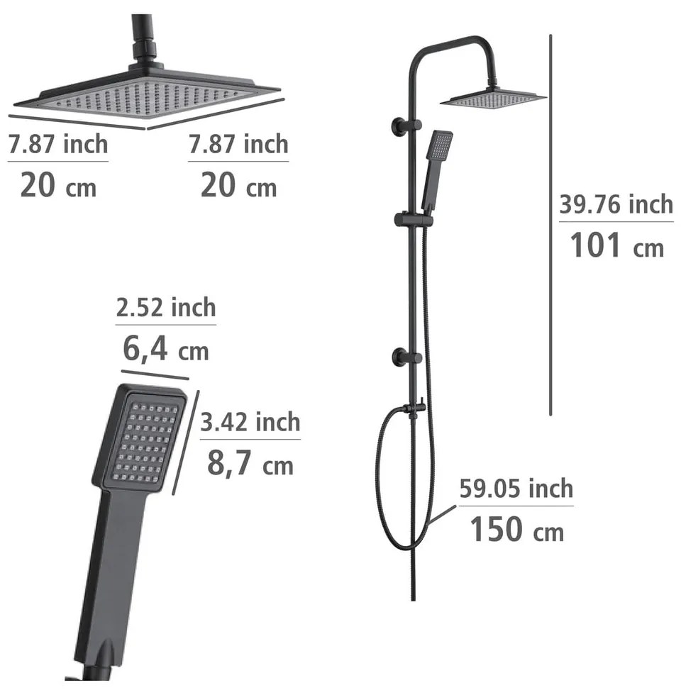 Матово черен душ комплект от неръждаема стомана 101 cm Cuadro - Wenko