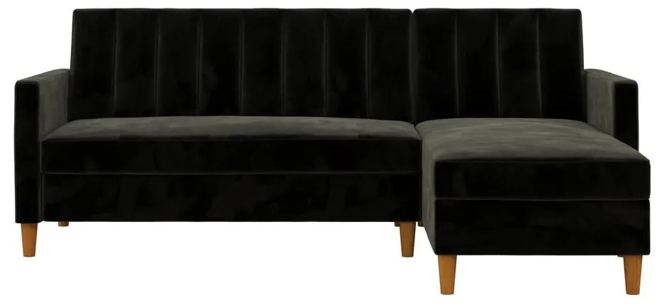 Черен разтегателен диван с кадифена повърхност и място за съхранение Celine - Støraa