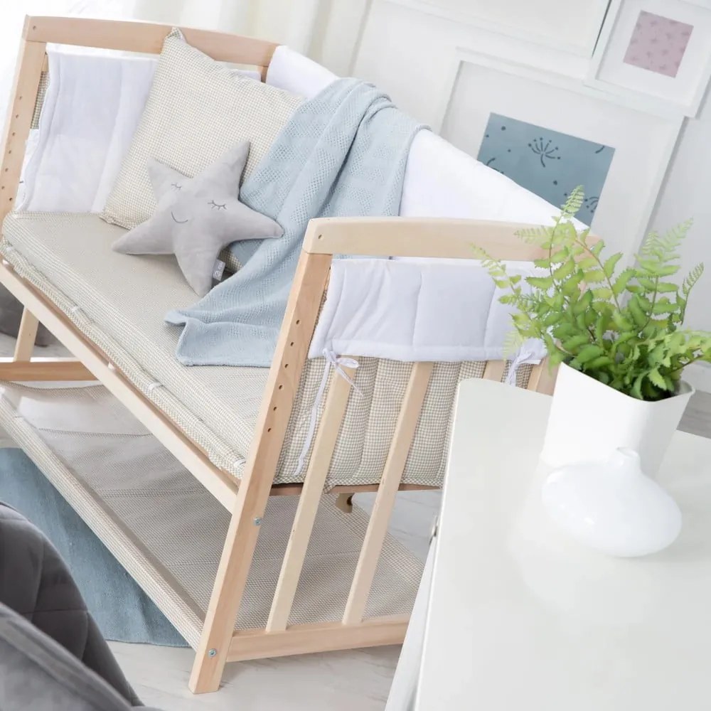 Люлка в естествен цвят с място за съхранение и сенник 90x45 cm Liebhabär - Roba