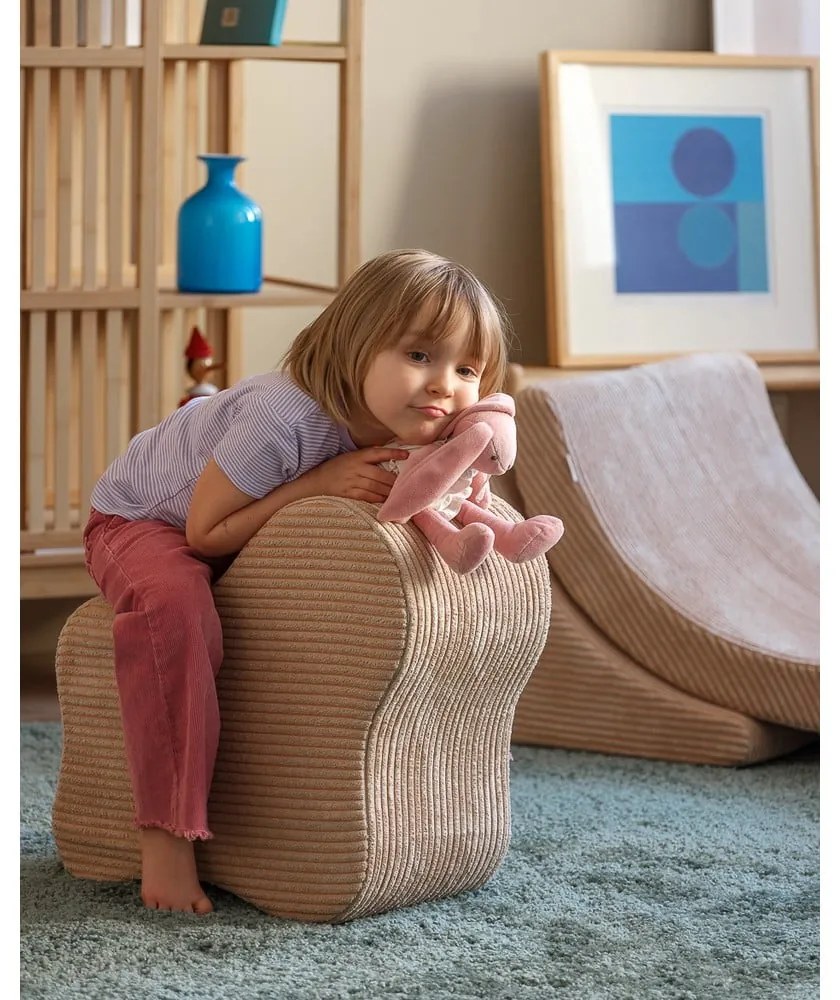 Светлокафяв детски пуф от рипсено кадифе Cloud – Wigiwama