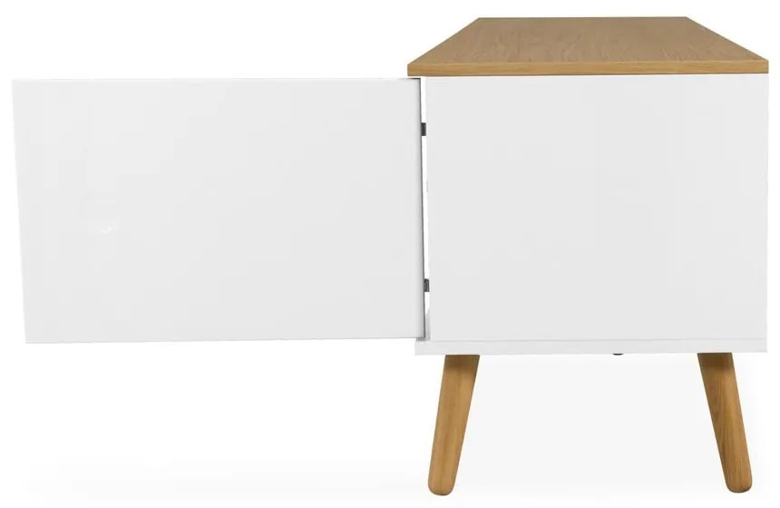 Бяла маса за телевизор с дъбови крака, широчина 192 cm Dot - Tenzo