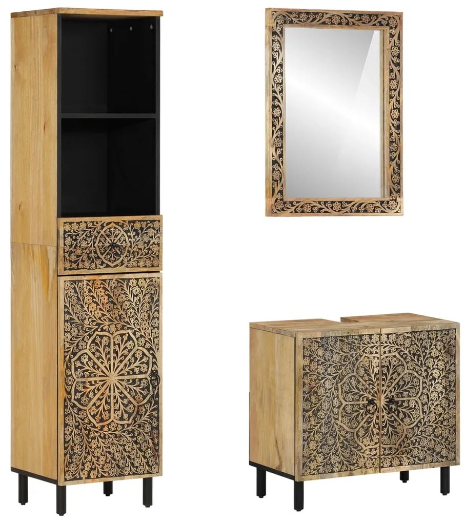 3206314 vidaXL Комплект мебели за баня, 3 части, масивна мангова дървесина