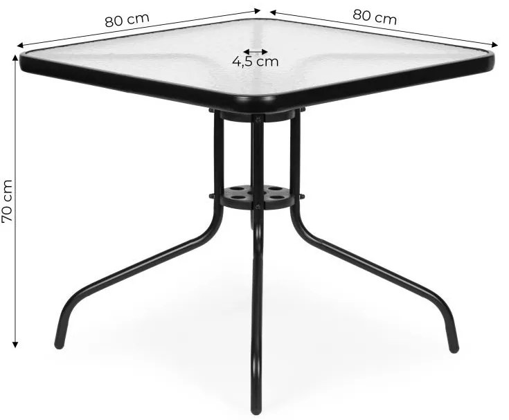 Градинска маса 80 cm от стъкло