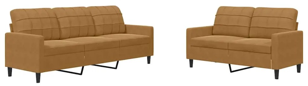 3278398 vidaXL Комплект дивани от 2 части с възглавници, кафяв, кадифе