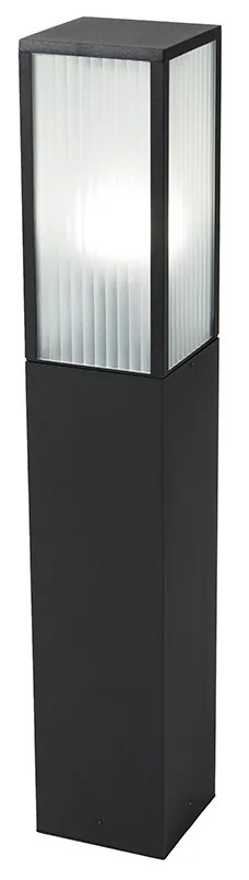 Умна външна подова лампа черна с оребрено стъкло 80 см вкл. WiFi A60 - Charlois