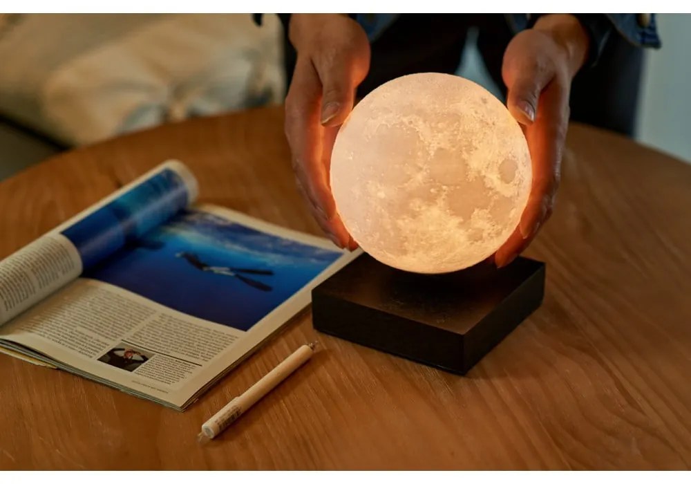 Черна LED настолна лампа (височина 14 cm) Moon – Gingko