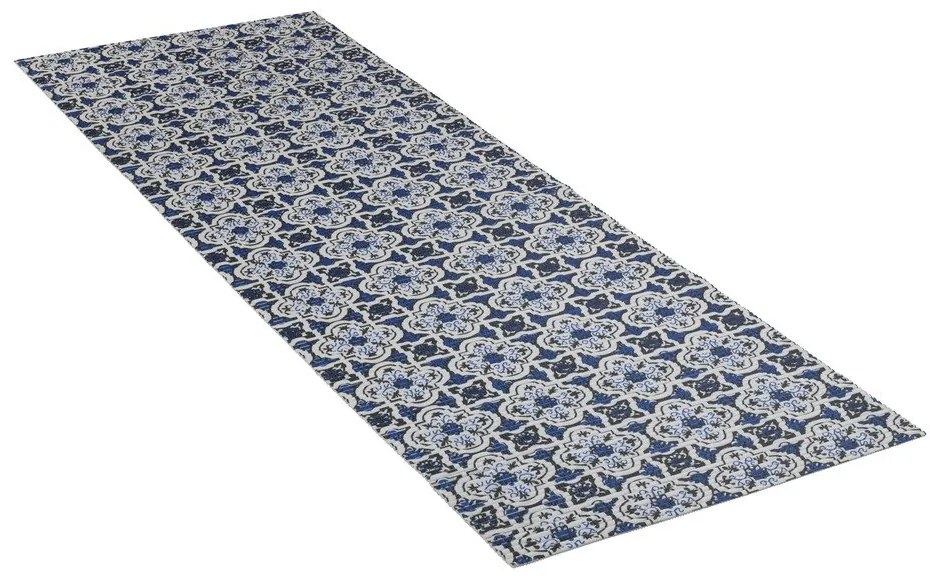 Бяло и синьо пластмасово килимче за баня 65x200 cm Murcia - Wenko