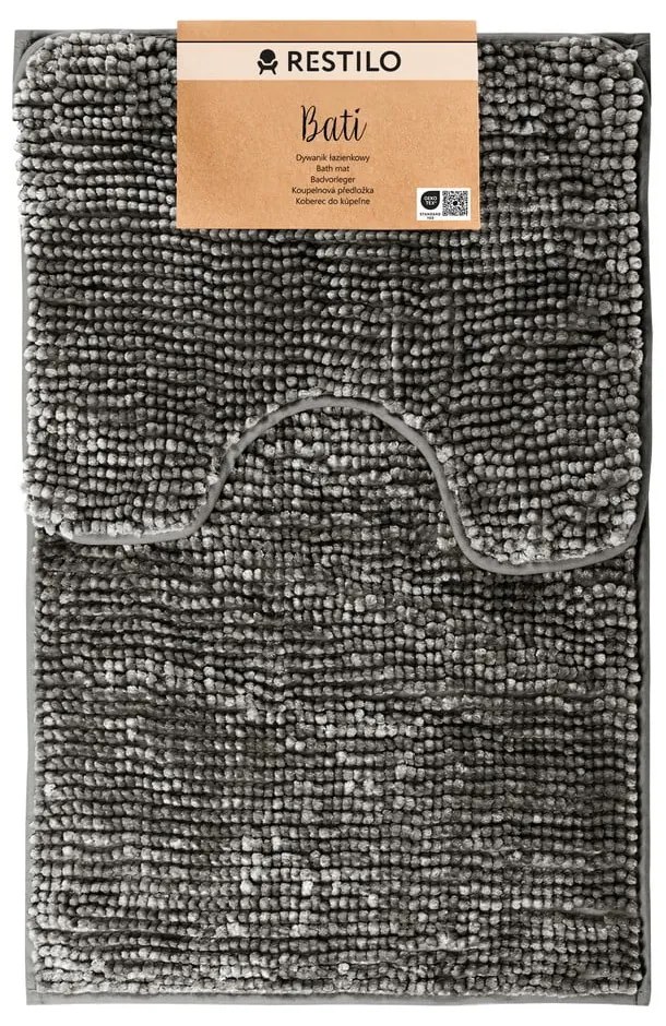 Тъмносиви килими за баня в комплект от 2 бр. WC 80x50 cm Bati – Restilo
