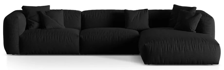 Черен модулен ъглов диван (десен ъгъл) Martina – Micadoni Home